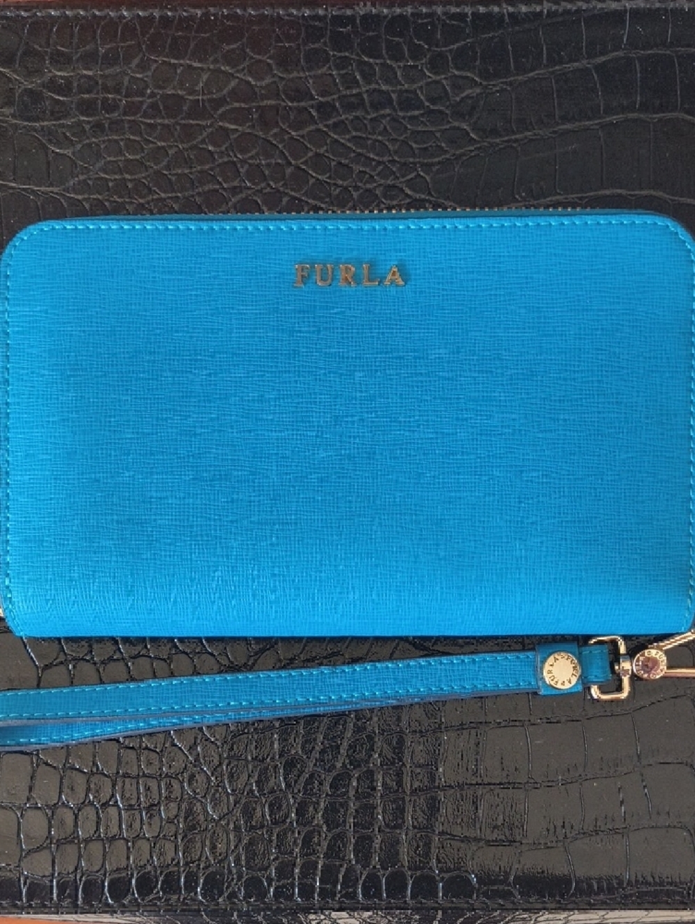 Furla Zip Wristlet Wallet in Bright Blue - Picture 2 of 11